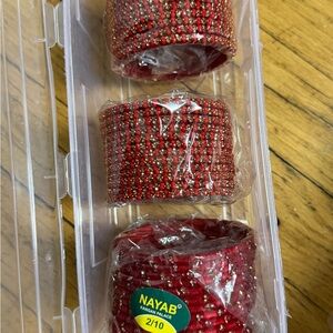 Red Beaded Bangles Set